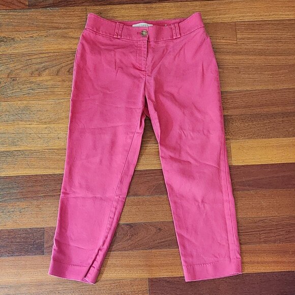 LOFT Hot Pink Julie Cotton/Spandex Cropped Pants Size 4 Petite - Picture 4 of 15